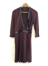 USED GUCCI RAYON DRESS WITH LEATHER BELT IN BURGUNDY GOOD