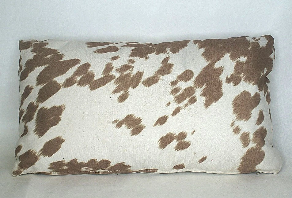 faux fur animal print cowhide brown black beige decorative throw pillow - Image 3 of 4