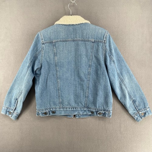 Levis Faux Sherpa Lined Denim Trucker Jacket Kids 12-13 Retro 70s Casual Jean - Picture 6 of 17