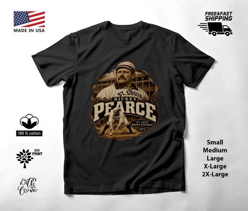 Dickey Pearce Baseball T-Shirt St. Louis Brown Stockings Engraved Portrait
