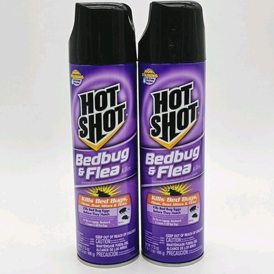 2 Pack Hot Shot Bed Bug & Flea Killer Aerosol Spray 17.5 Oz Ea Bed Bugs Flea Egg
