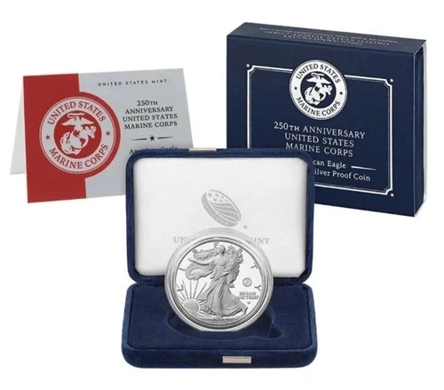 250th Anniversary Marine Corps American Eagle One Ounce Silver Proof Coin 25MPM