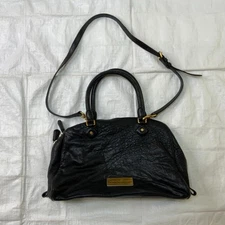 MARC JACOBS Crossbody Bag Black Lamb Leather Double Zip Size 14x9x4.5