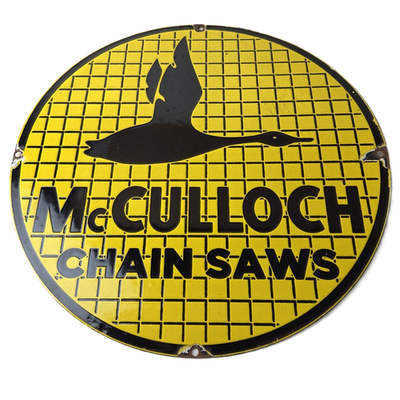 #ad #ad Vintage McCulloch Porcelain Sign Chain Saws Flying Duck Advertising Sign $114.47