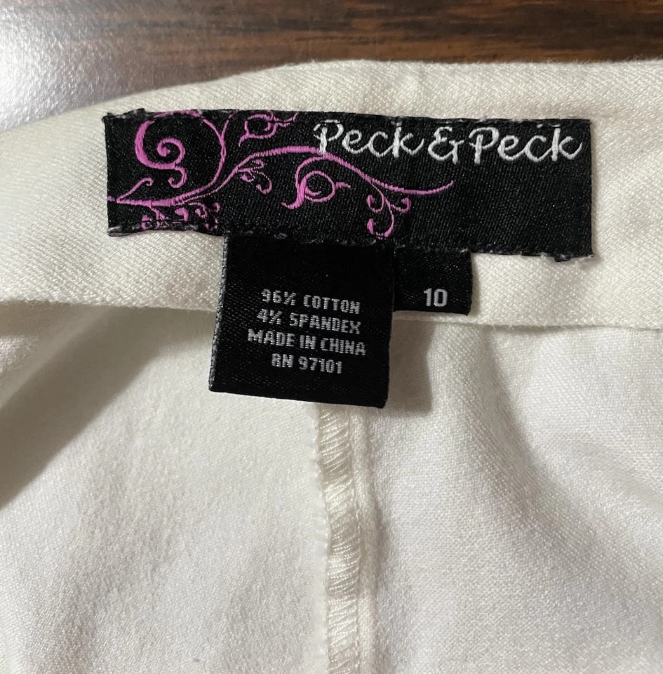 Pantalones para mujer Peck & Peck 10 marfil cremallera lateral Foto 3 de 4