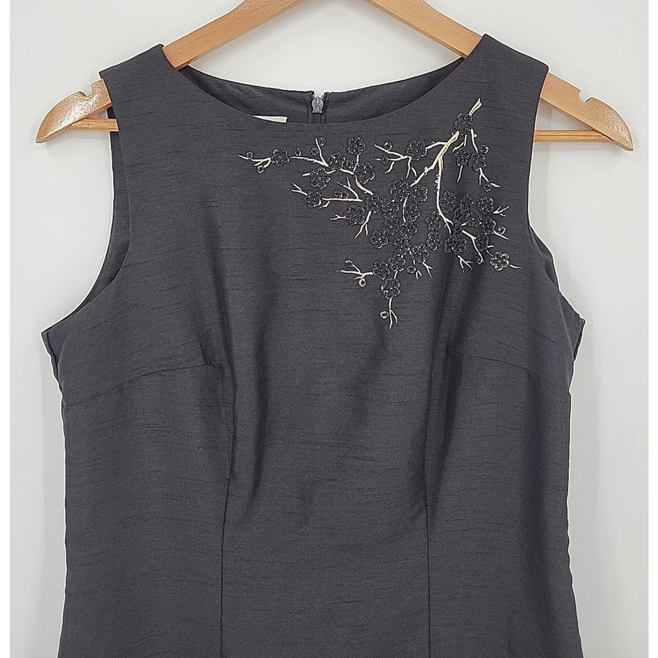 Vestido Vaina Vintage AGB Negro Adornado Floral Oscuro Fiesta Romántica Años 90 Talla 8 Foto 2 de 4