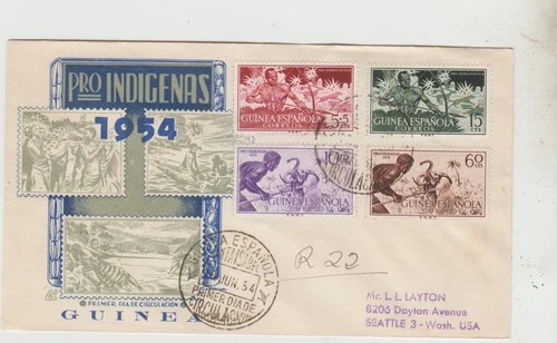 New ListingSpanish Guinea 1954  FDC  Native Welfare Fund   good condition