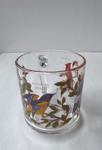 Arcoroc 1970s Vintage Bird Mug Glass 10oz Cardinal Blue Jay - Picture 3 of 9