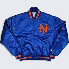 New York Mets Vintage 80s Starter Satin Bomber Jacket - MLB Baseball