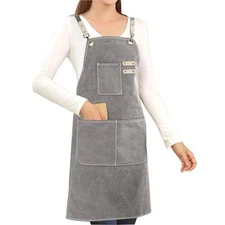 Cotton Canvas Cross Back Apron for Art Painting Garden Chef Bartender Grey