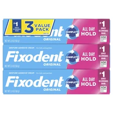 Fixodent Complete Original Denture Adhesive Cream, 2.4oz - 3 Pack