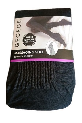 GEORGE Women's Control Top Stocking Massaging Sole Super Opaque Black Size 5