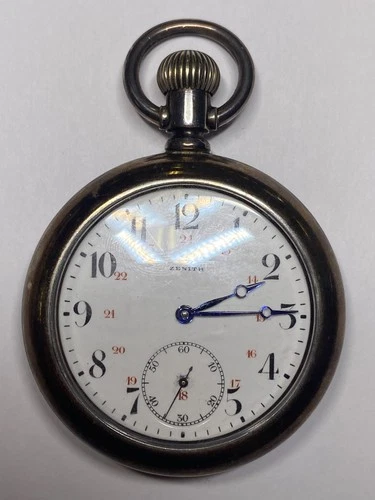 Antique Zenith Sterling Silver Pocket Watch, Pre-Owned, Runs (RB-#50)