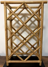Vintage Bamboo 7 Bottle Wine Rack MCM Tiki Bar Polynesian Holiday Party