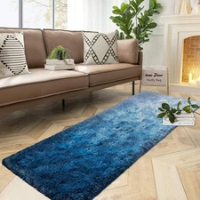 DweIke Luxury Shag Area Rug, 2x6 Feet Runner Rug 2 ft x 6 ft, Navy Blue