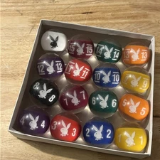 Vintage EPCO Playboy Bunny Clear Acrylic Billiards Pool Balls Set 