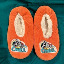 NWOT Mickey Mouse and Friends Orange Gripping House Slippers Socks Sz 7/8
