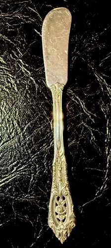 Wallace Rose Point Sterling Silver Butter Spreader 5.5” Flat Handle Knife