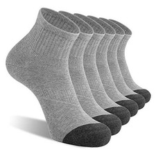 6 Pack Men's Ankle Socks with Cushion Athletic Running Socks 9-12 Light Grey