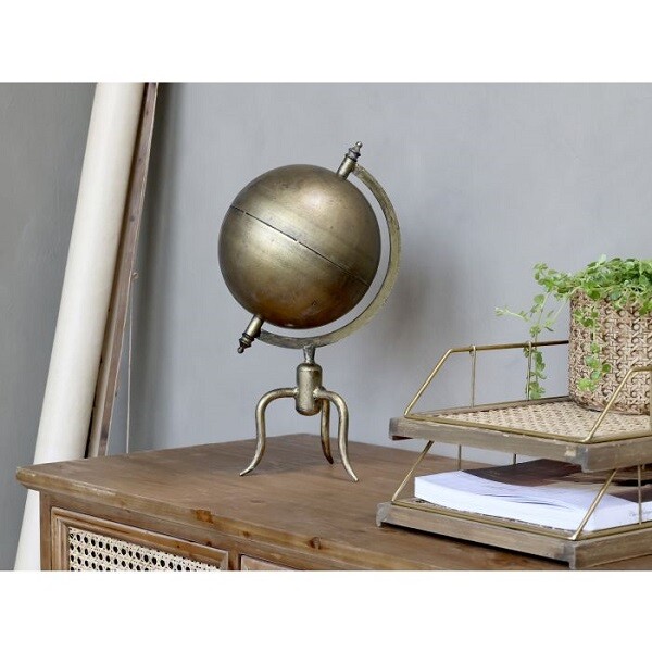 Antik Messing Dekorativ Globe H:3 6 CM Von Chic Antique-image