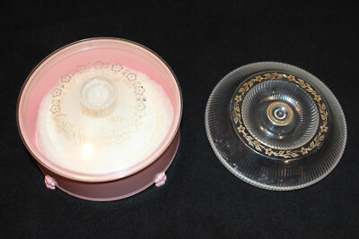VINTAGE APRIL SHOWERS DE LUXE DUSTING POWDER PINK CONTAINER & 2 LIDS ...
