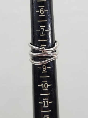 Anello vintage in argento sterling 925 NP aperto multi fascia attorcigliato design ondulato misura 8 - Foto 9 di 9