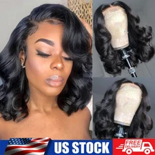 Wavy Bob Wig Human Hair Lace Front Wigs Human Hair Pre Plucked Glueless Wigs USA