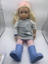 Our Generation Doll 18  Blonde Hair Sky Blue Eyes Freckles Gray Dress Boots ST