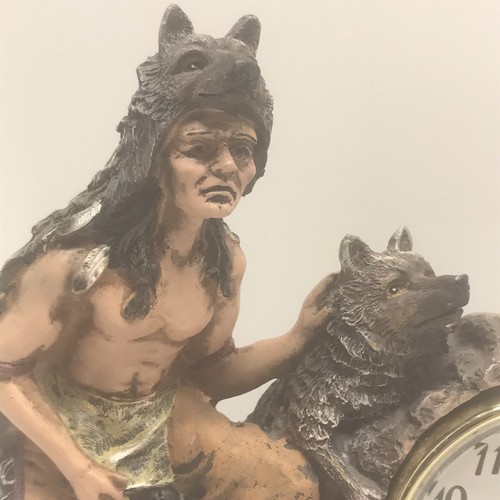 Ashley Bell Clock Decorative Wolfs Indian Theme Mantle Clock 8” Tested Works - Picture 3 of 12