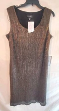 RM Richards Women's Size 16 Gold Metallic Shimmer Lined Sleeveless Dress New Tag