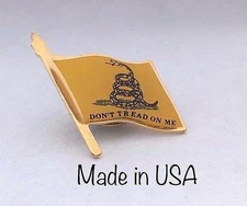 Gadsden DON'T TREAD ON ME Flag Lapel Pin Hat Vest Tea Party *USA MADE*