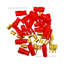 4 Gauge Copper Spade Terminal 3/8" w/ Red or Black Boot 4 AWG - 10/20/50/100 Lot