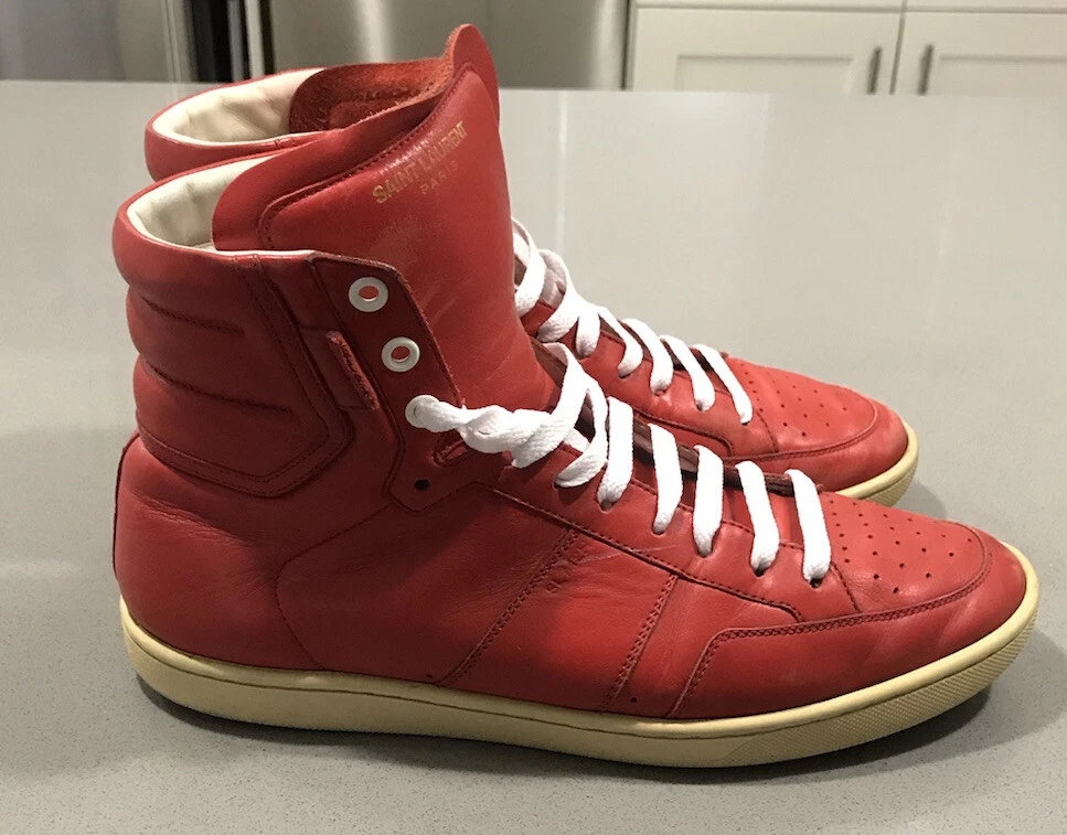 Saint Laurent Paris Leather Sneakers Red Men size 41 US 8 Can Fit An 8 1 2