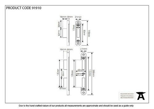 From The Anvil 91910 Bright Zinc Plated Espag Keep Set - 57mm Door - Picture 2 of 2