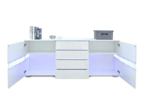 Modern Buffet Sideboard Cabinet High Gloss Storage Cupboard w/2 Doors & 4 Drawer - Picture 6 of 12