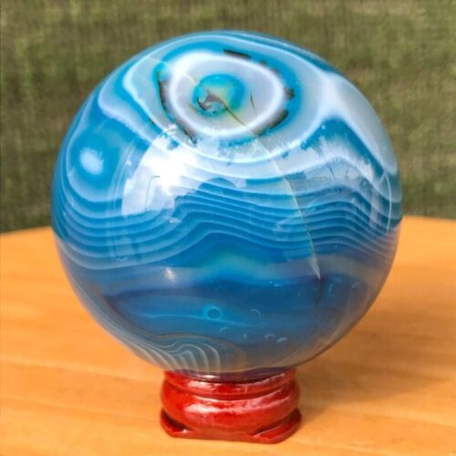 280G NRare Blue Agate Geode Bsll Quartz Crystal Sphere Mineral Specimen Healing - Picture 8 of 19