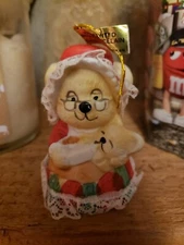 Vintage Jasco Caring Critter Chimers Bell MOMMY BEAR AND BABY Bisque Porcelain 