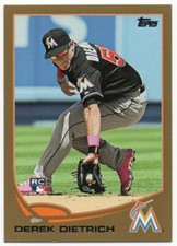 2013 Topps Update Gold US178 Derek Dietrich Rookie RC 0777/2013 Marlins Reds