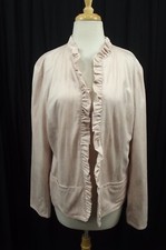 NEW Chico's Size 2 L 12 Large Ruffle Front Blazer Jacket Coat NWT Pebbled Pink