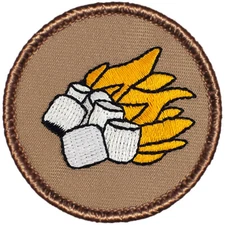 Flaming Marshmallow Patrol Patch - 2" Round Embroidered Patch (021)