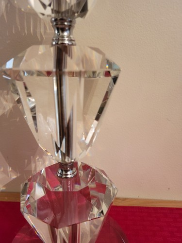 Heavy Retro 24" Solid Cubic Lead Crystal Elements with Lucite Base - Picture 4 of 5