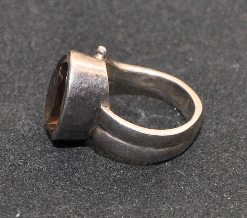 Anello donna vintage Argento 925 con Topazio sintetico marrone 18 mm - Immagine 3 di 4