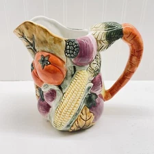 Lillian Vernon 8” Pitcher Vegetables Carrot Handle Sculpted 56 Oz
