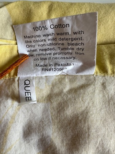 THE COMPANY STORE Full/Queen Watercolors Aloha Tropical Yellow Flat Sheet VTG - Picture 3 of 3