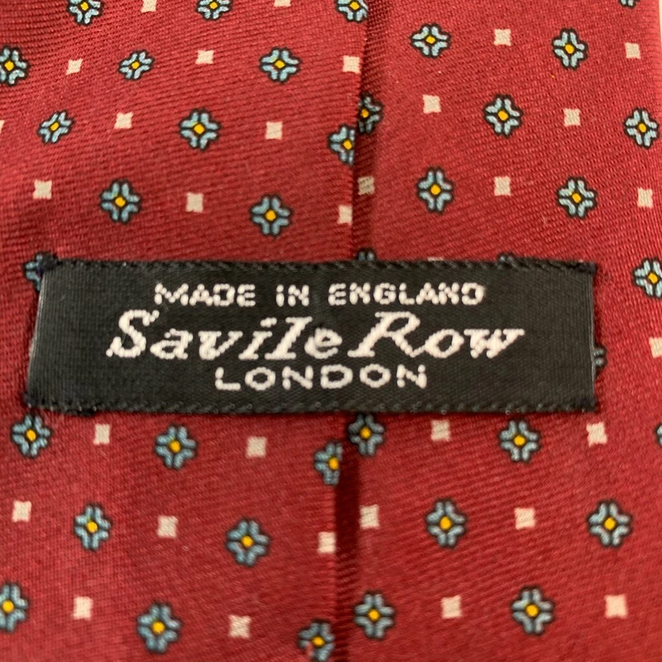 Corbata clásica Savile Row para hombre azul borgoña floral seda texturizada 3 1/8 X 58 Foto 4 de 4