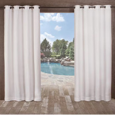 Delano Winter White Solid Light Filtering Grommet Top Indoor/Outdoor Curtain, 54