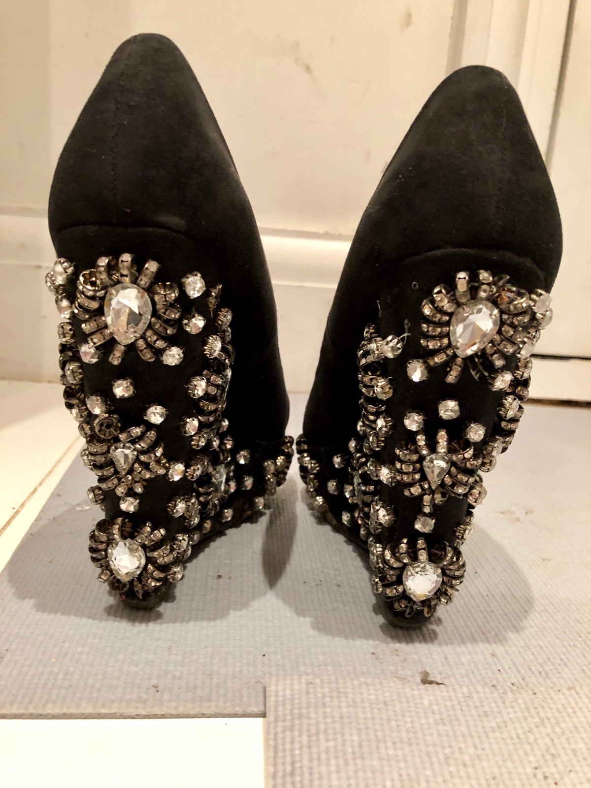 Miss Selfridge Limited Edition Black Embellished Wedged UK Size 3 image 3