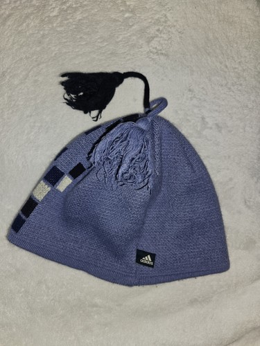 Unisex Kids/Youth Adidas Blue Beanie Winter Hat With Pom Pom One Size - Picture 3 of 3