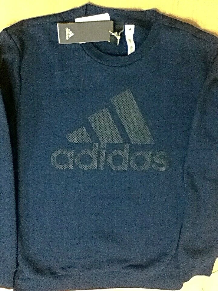 AUTHENTIC ADIDAS ORIGINAL ESSENTIAL CREW PULLOVER FLEECE NAVY SWEATSHIRT CG0856