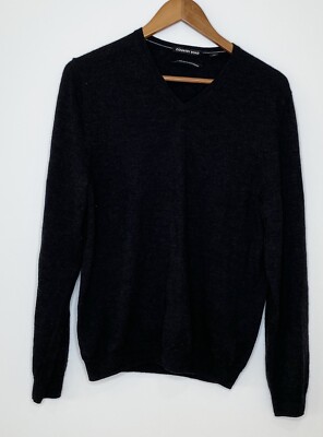 Country Road Merino Jumper Mens Small Black Wool V-neck